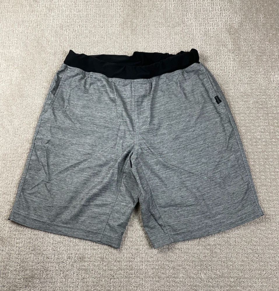 Prana Super Mojo Shorts Mens M Gray Heather Pockets Stretch Athleticwear Gymwear