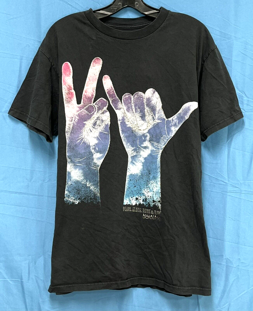 BILLABONG DONAVON Men's BLACK Jersey Knit PEACE, ALOHA, ROCK, & GLOW T-Shirt M