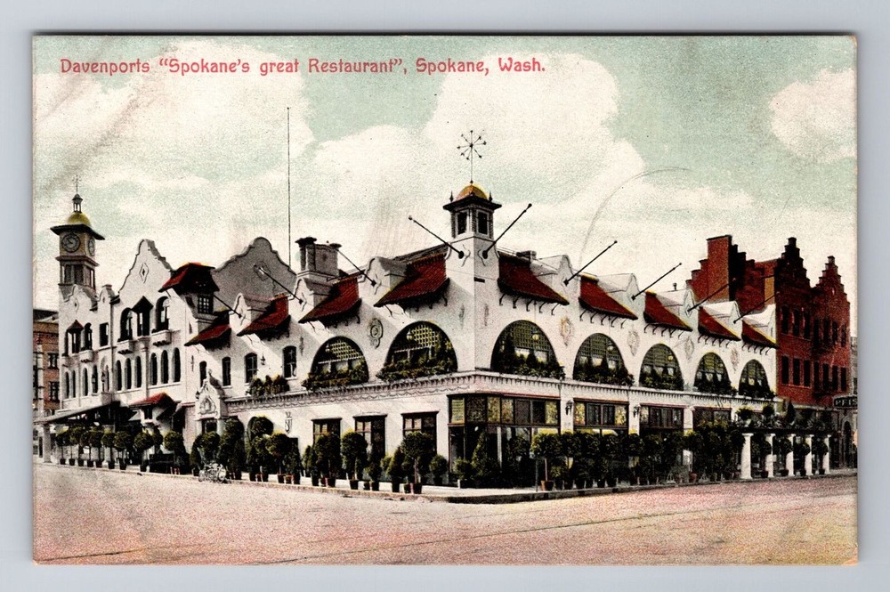 Spokane WA-Washington, Davenports Restaurant, Antique, Vintage Souvenir Postcard