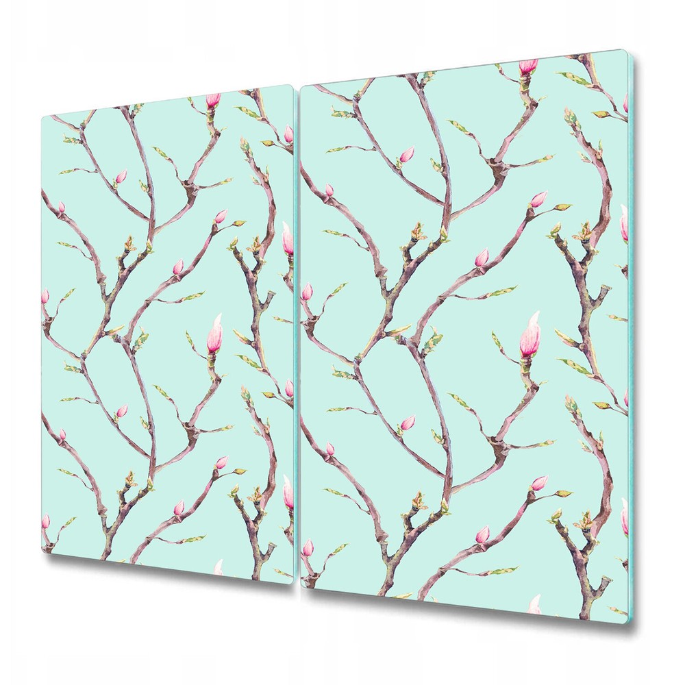 Glass Chopping Cutting Board Spring Branches woodland forest pastel vintage