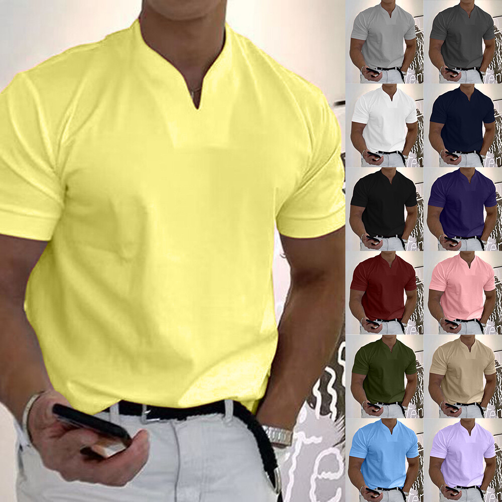 Para hombres Camisas de Abuelo Henley Prendas para el torso Delgadas Verano Mangas Cortas Camiseta Blusa Informal-image