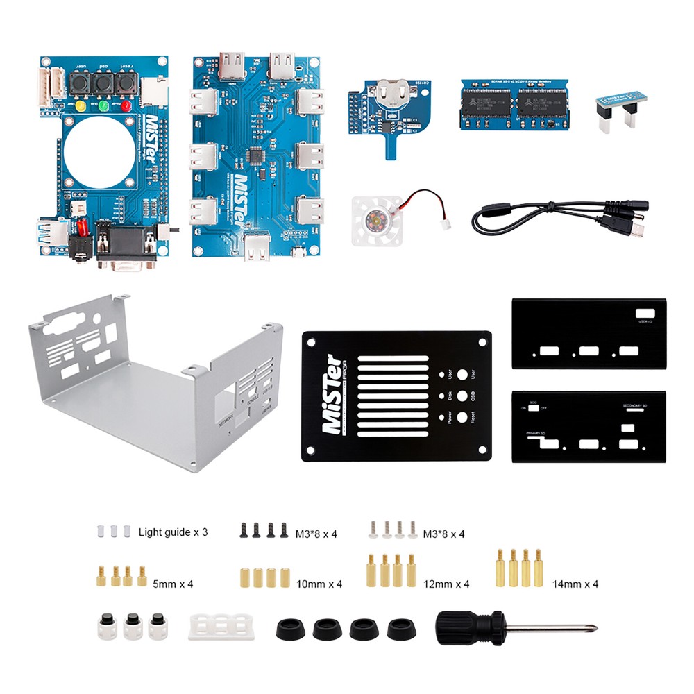 For DE10-Nano USB Hub 2.1 IO Board Mister FPGA DIY Metal Case Ordinary Fan Set