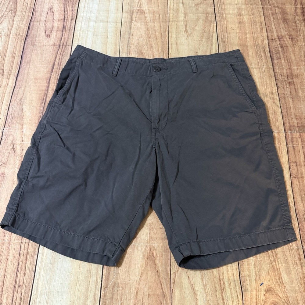 UNIQLO Gray Chino Shorts Men's L Cotton Button Pockets Casual Flat Front