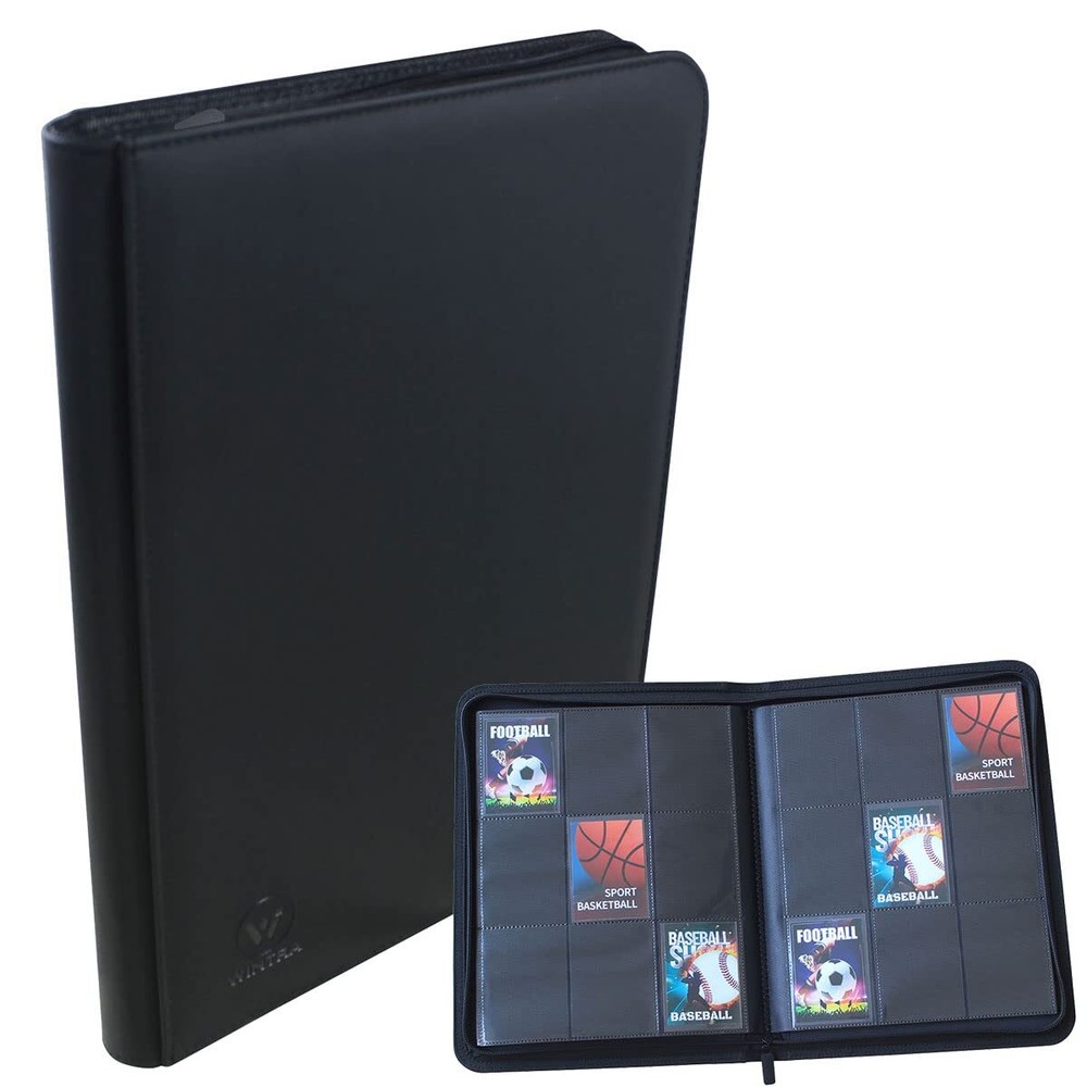 Premium 360 Pockets Black Zippered Playing Card Binder - Sturdy Trading Card ...