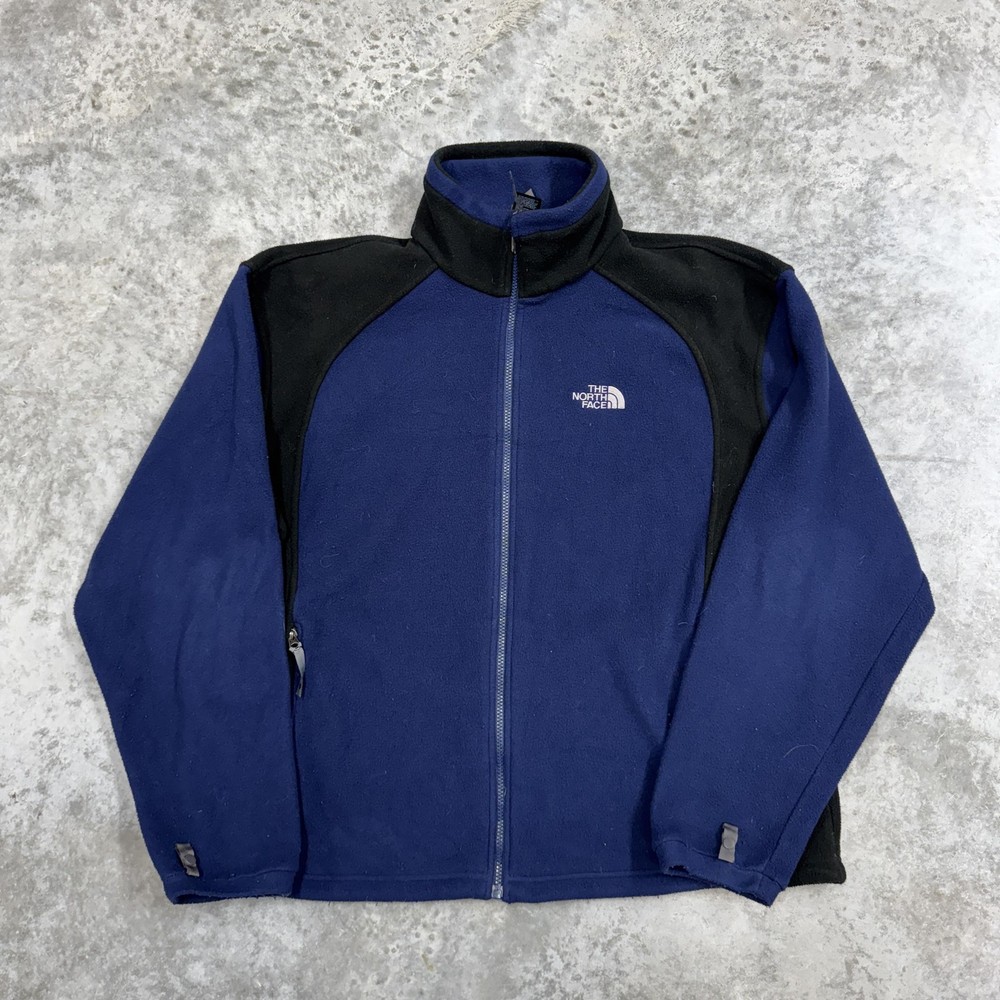 The North Face Jacket Mens Large Blue Black Fleece Full Zip Outdoor Hiking