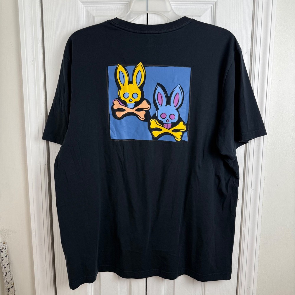 Psycho Bunny Graphic T-Shirt Mens 9 3XL Black Pima Cotton Skull Crossbones Tee