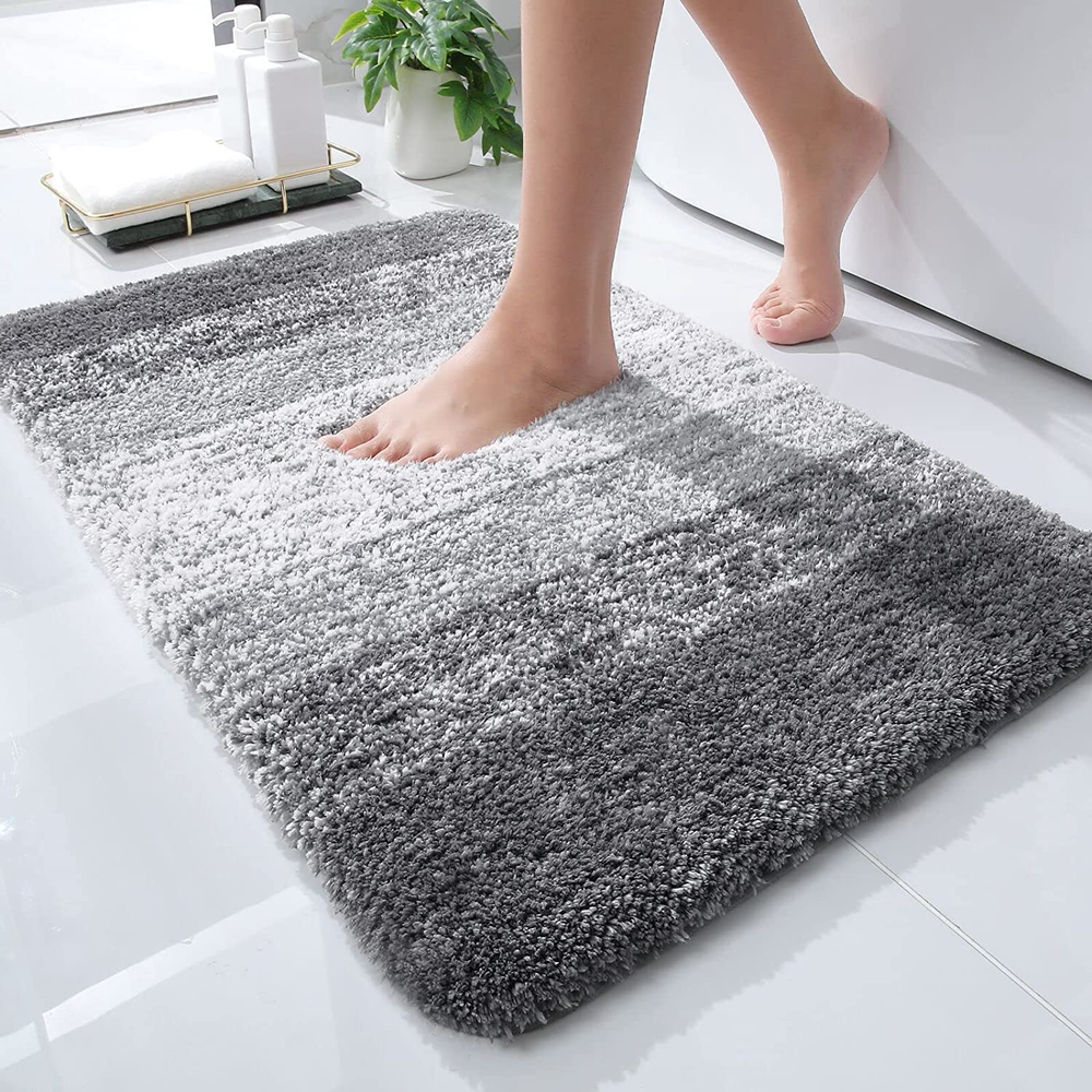 OLANLY Bathroom Rugs, Microfiber, Non-Slip, Grey, 30 x 20 In; New, Free Shipping