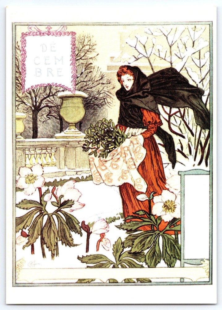 Vintage Eugène Grasset December Art Nouveau Postcard 1896 Germany