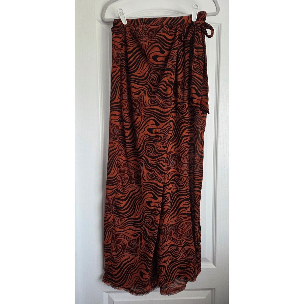 Free People Boho Abstract Print Wide Leg Wrap Pants Size S Beach Lounge-image