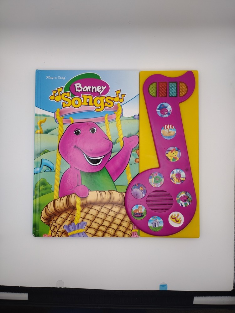 Vintage BARNEY SONGS Play-a-Song Musical Hardcover Book w/10 Songs Works 2001