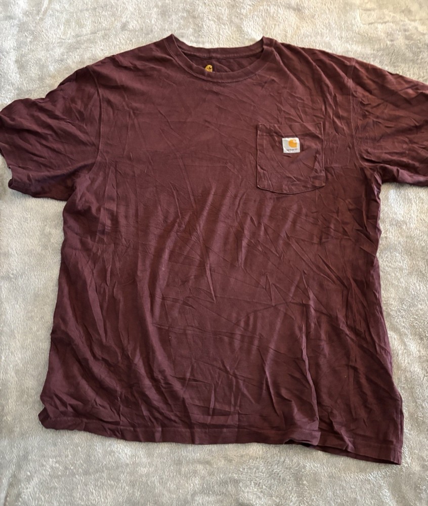 Carhartt Men's Maroon Original Fit Pocket Short Sleeve Cotton T-Shirt L