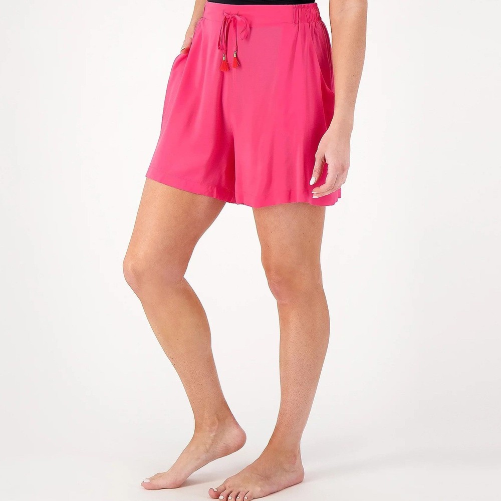 NWT Jantzen Women's Sz M Watermelon Woven Pull-On Tie-Waist Cover-Up Shorts