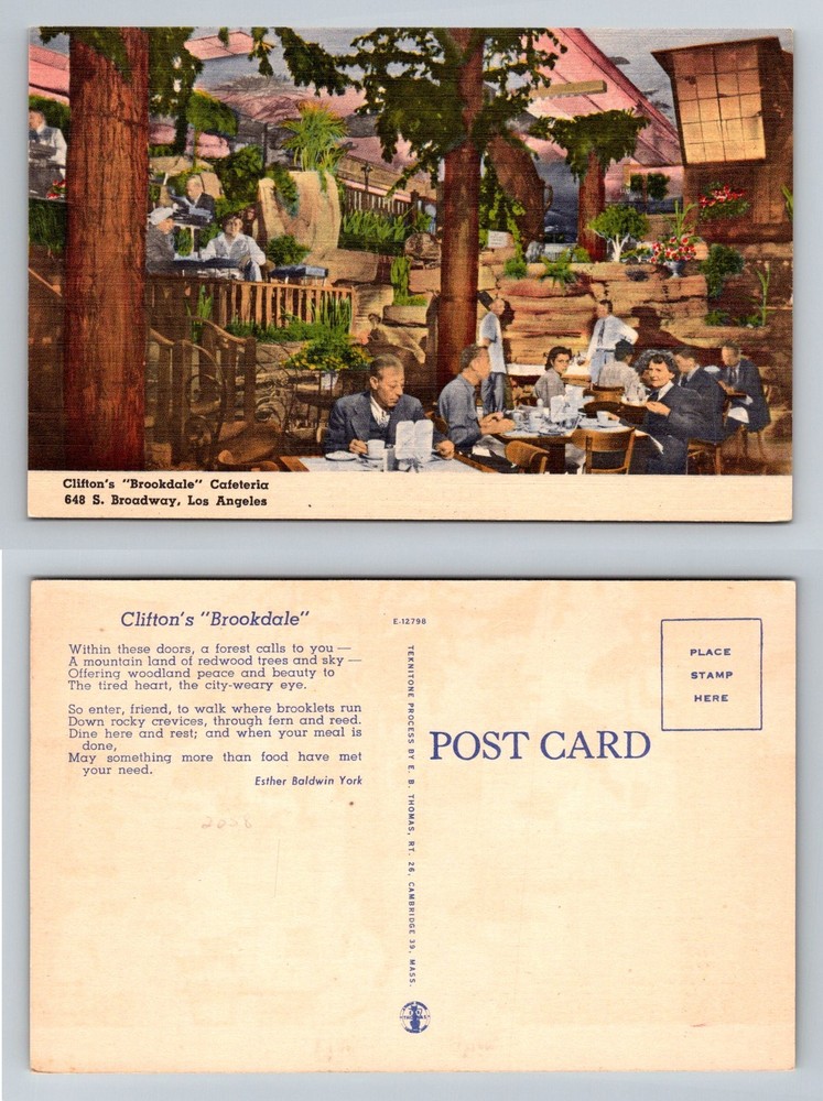 Los Angeles, CA-California, Clifton’s Brookdale Cafeteria Vintage Postcard