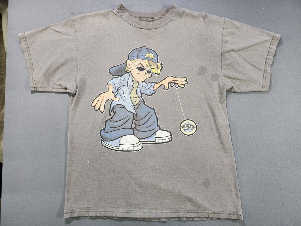 Y2K Skater Street Shirt Kids XL Gray 90s Short Sleeve Hip Hop Rap TNT JNCO Style