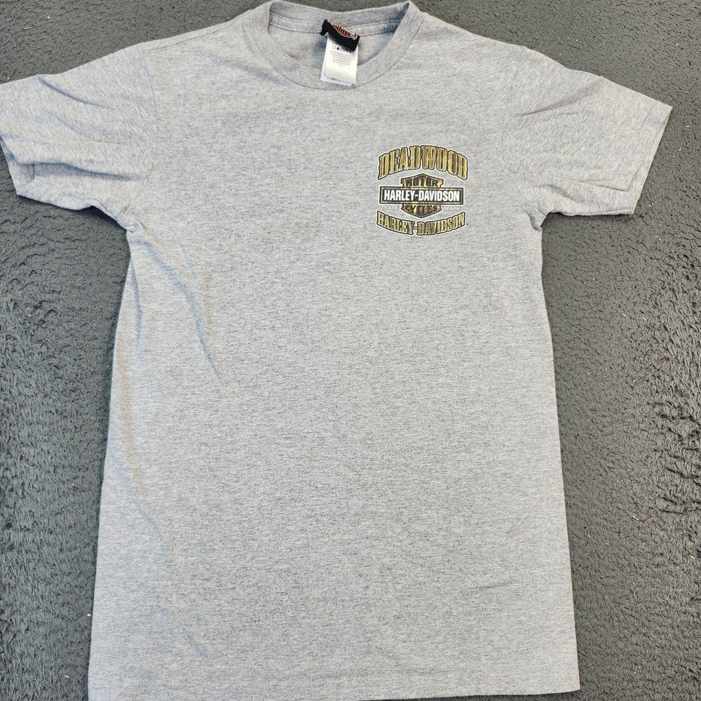Harley-Davidson Shirt Mens Small Gray Deadwood South Dakota Skull Graphic Biker