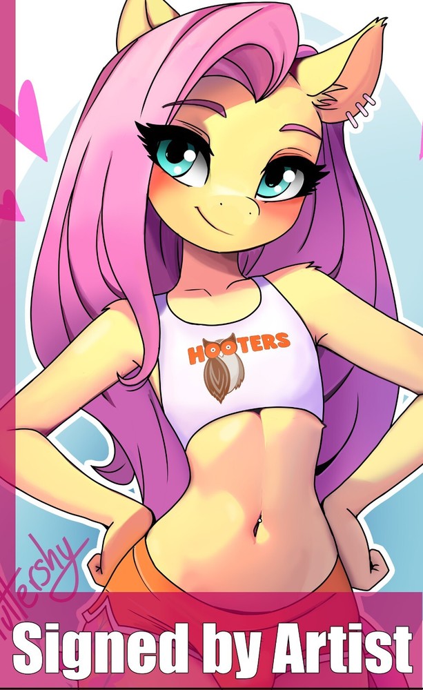 Fluttershy, femboy Hooters (MLP), Adult, nsfw, 11x17, Furry art print signed