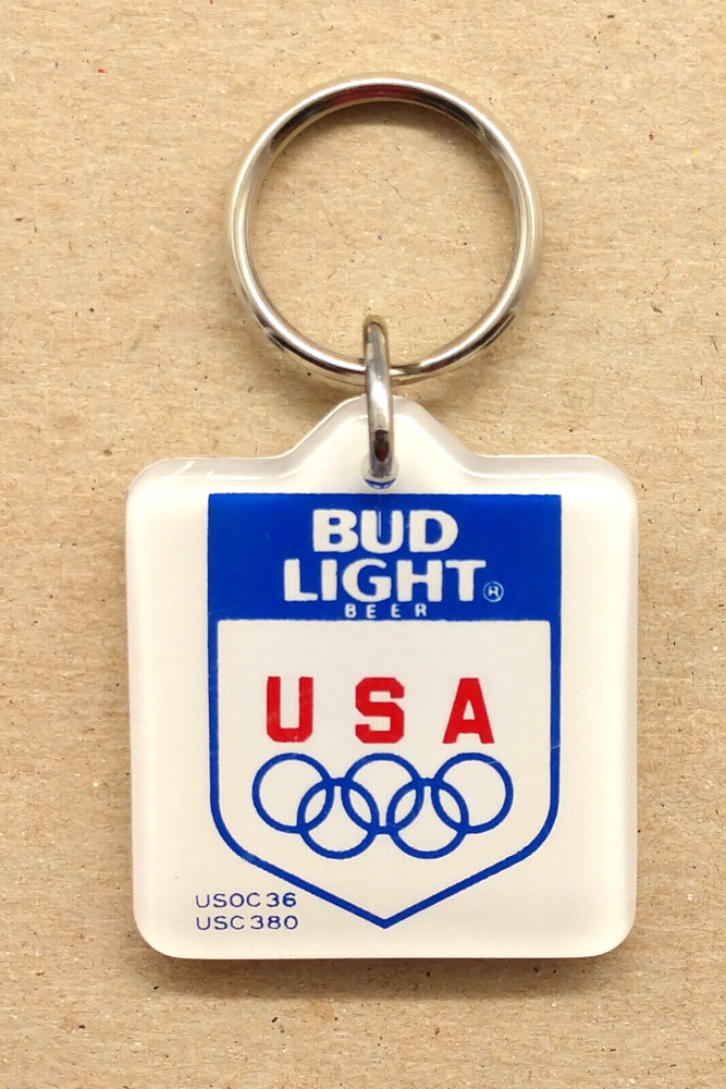 Vintage Bud Light Beer Olympics Keyring Keychain