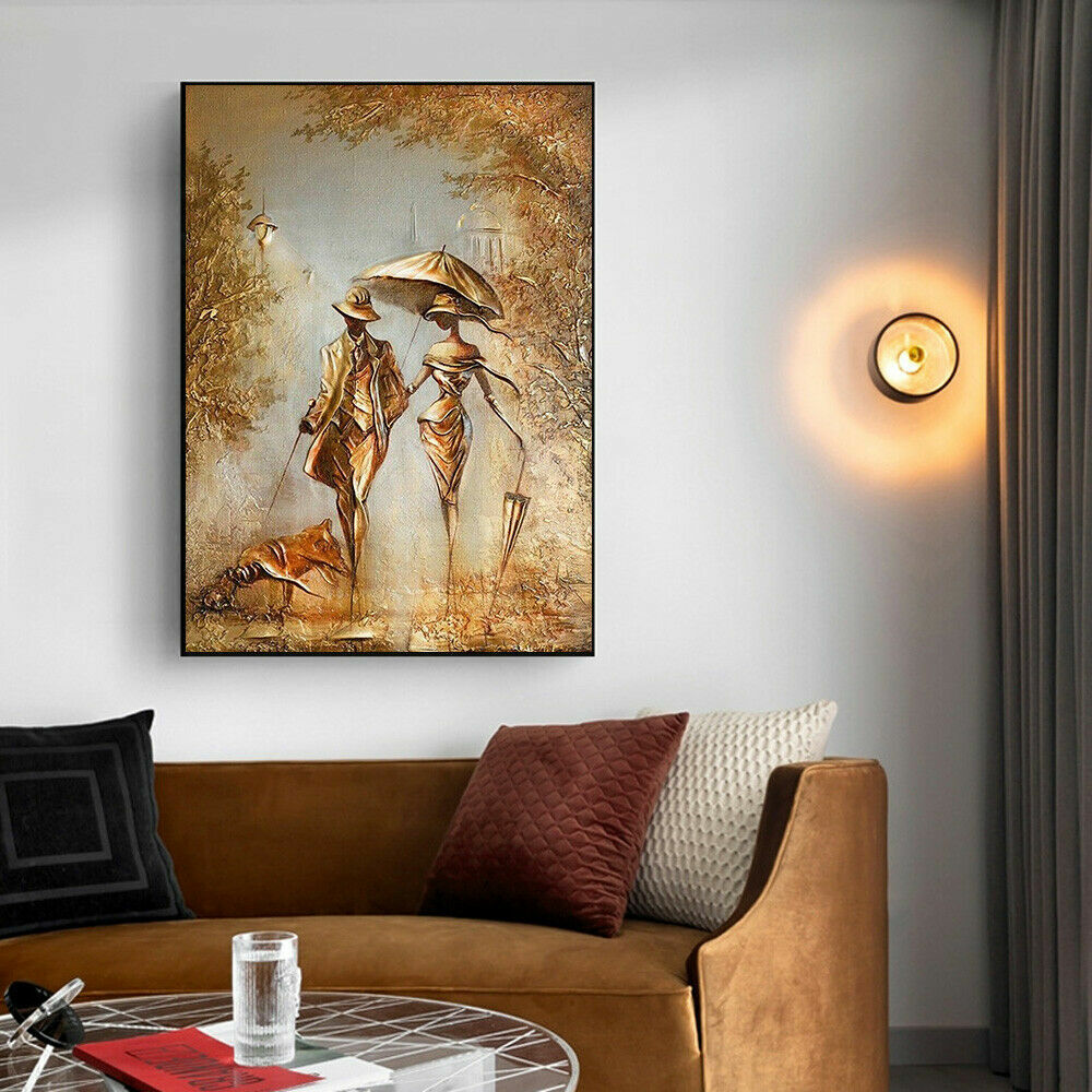 Oil Painting Lovers Walk With Dog canvas Handmade Abstract Modern Art wall Decor-image