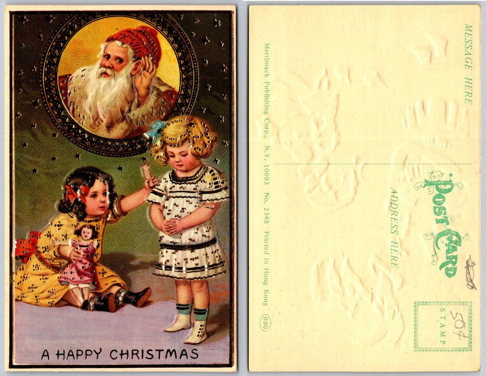 Santa and Children Christmas Postcard
