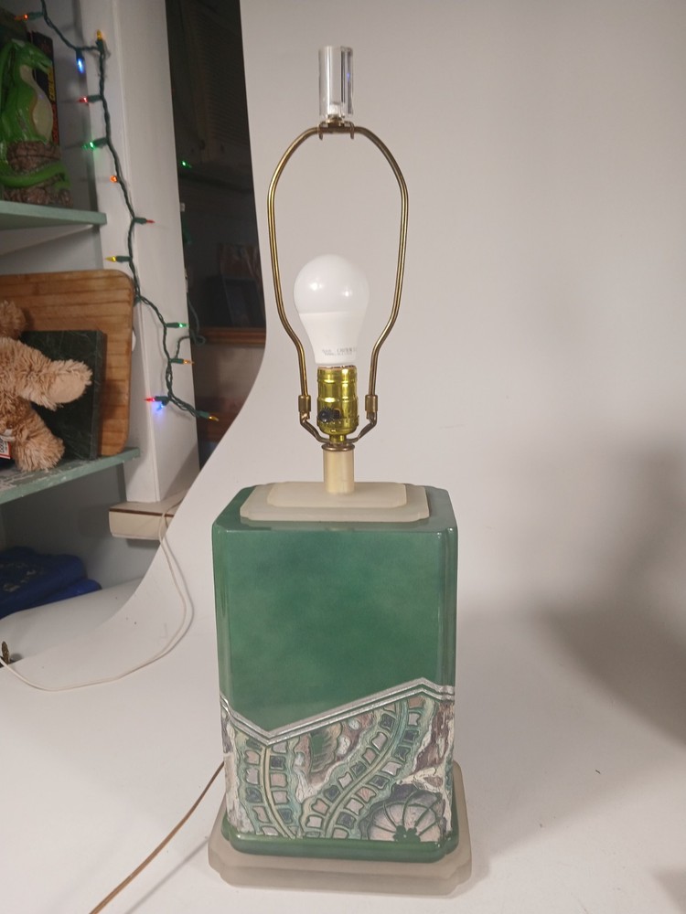 Vintage Frederick Cooper Lamp green Mosaic tile lamp works 25.5