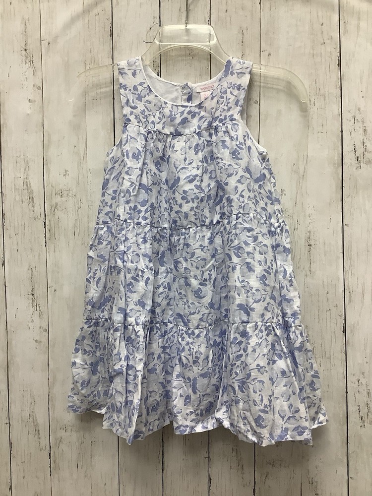 Simply Shabby Chic Girls Blue Floral Tiered Sleeveless Cotton Dress, Size 7