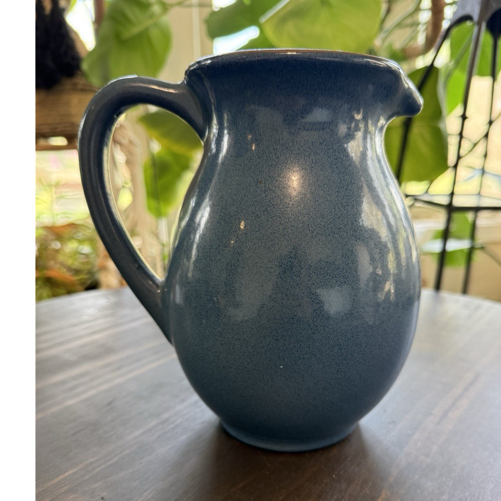 Val do Sol Blue Ceramic Glossy Pottery Pitcher with Handle, Made in Portugal