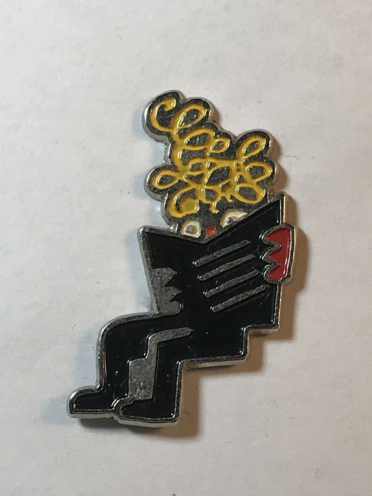 PIN ABSTRAC ART BLACK AND YELLOW SIT READING