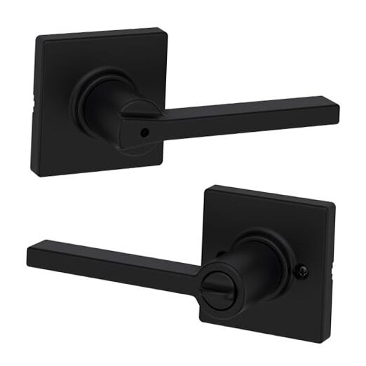 Casey Interior Door Handle with Lock, Door Lever 1 Pack Privacy Matte Black