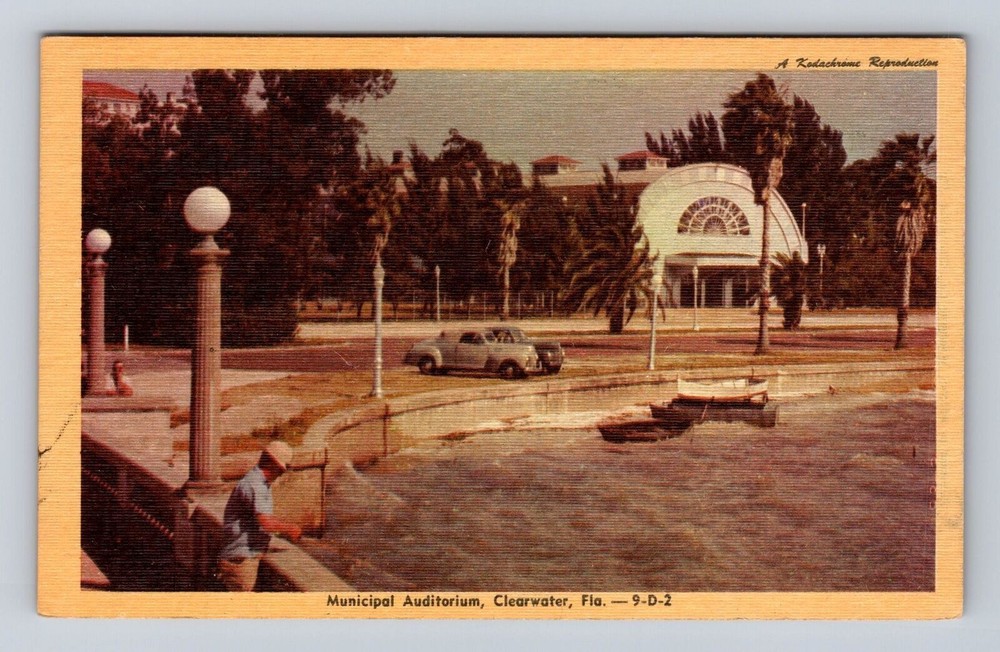 Clearwater FL-Florida, Municipal Auditorium, Antique, Vintage Souvenir Postcard