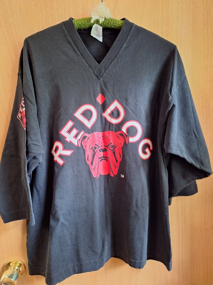 Unisex Vintage Red Dog Beer 3/4 Sleeve V Neck T Shirt Size M/L 100% cotton