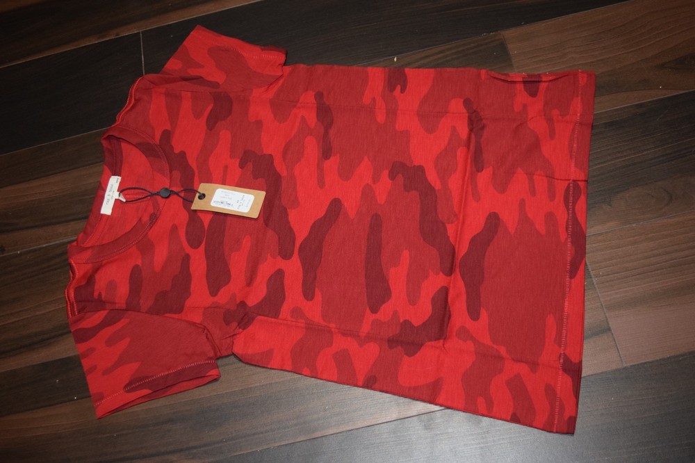 Rag & Bone Red Camo Womens Short Sleeve Crew Neck Tee Shirt, Xs, S, M