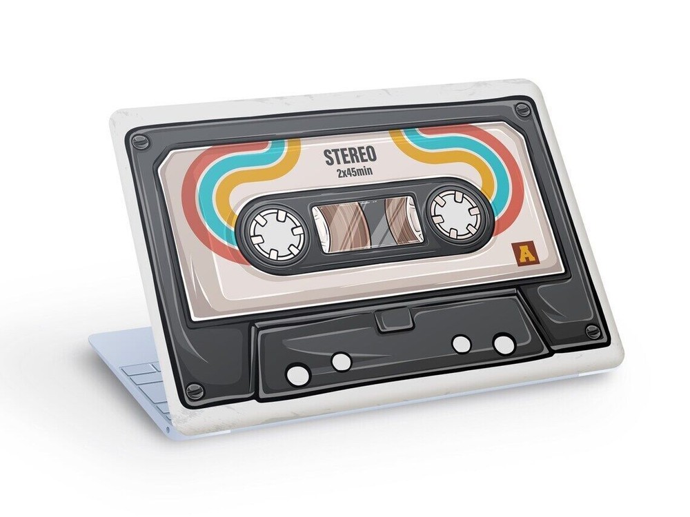 MUSIC Cassette Tape LAPTOP SKIN Decal Sticker, Retro Cassette Skin - Custom Size