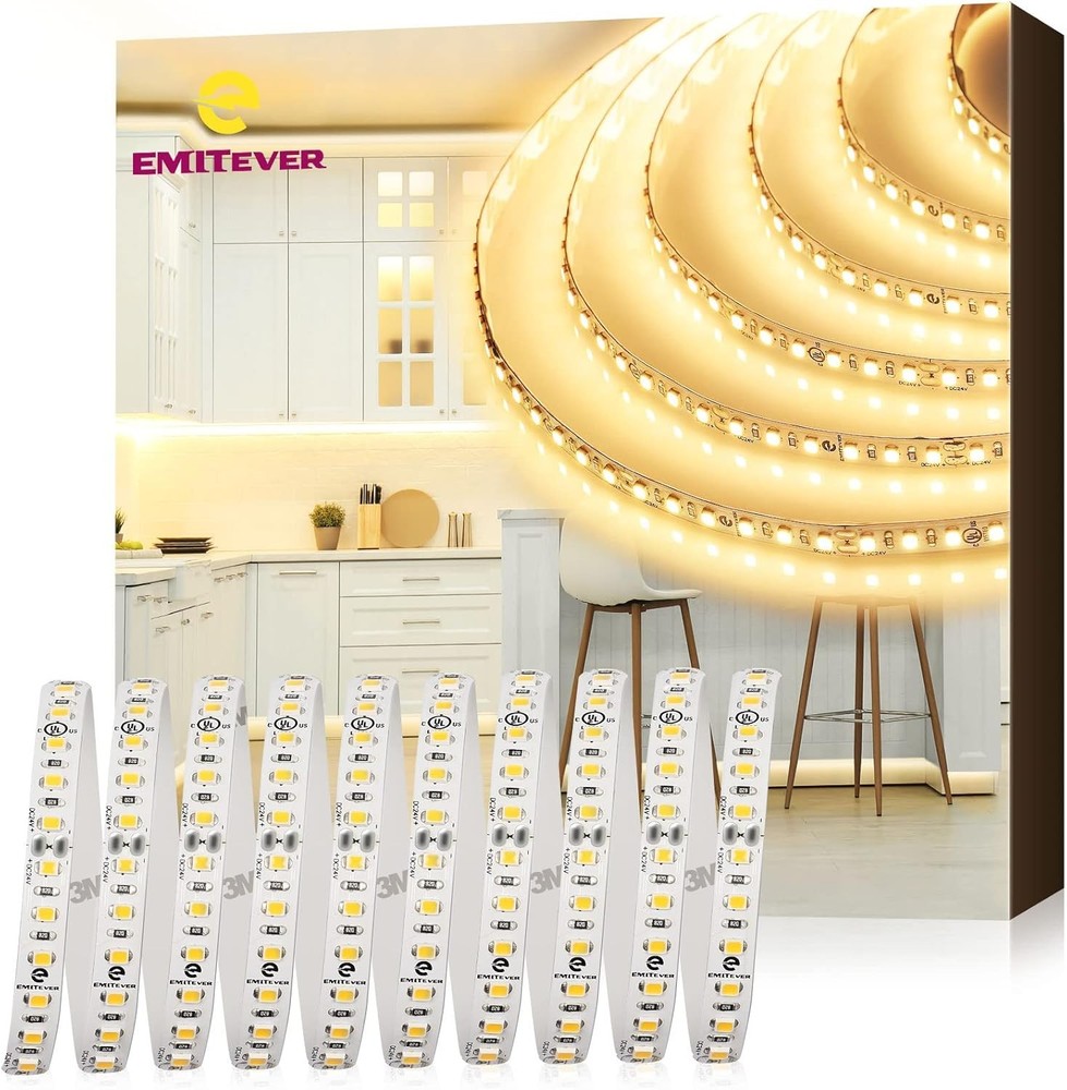 LED Strip Lights 3000K, 24V LED Tape Light Warm White, Ra 95+, IP30, 25ft, 3000K