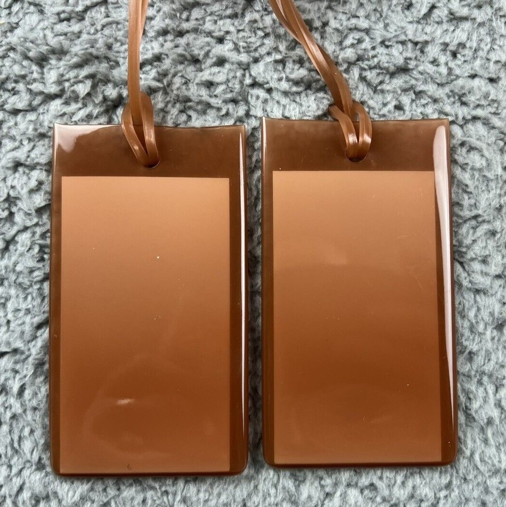 Open Story Amber Brown Rubber Luggage Tag Pair New with Tags