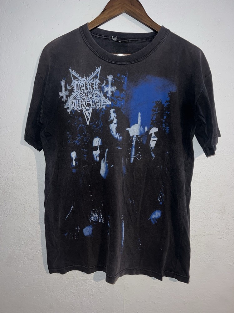 Vintage Euro 90’s Black Metal Band Tee Dark Funeral Y2K Faded Size Large Rare