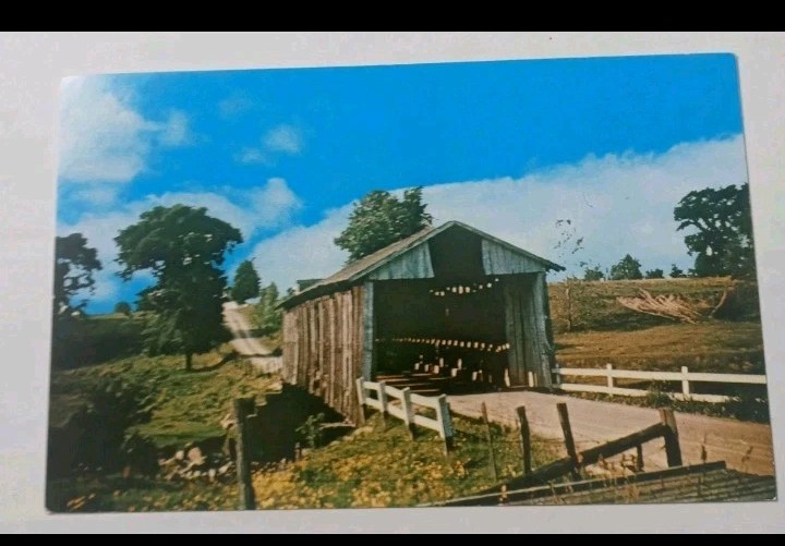 Adams Road Covered Bridge Ashtabula County Ohio Postcard