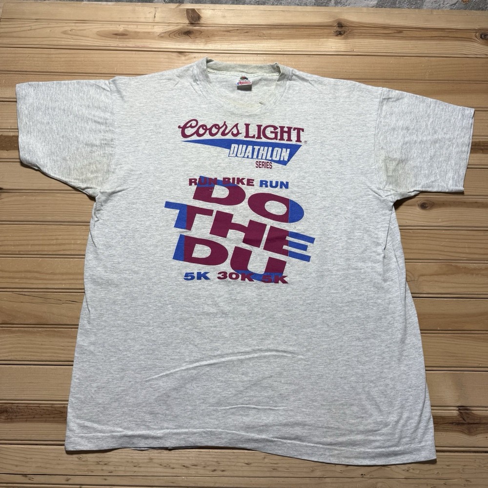 Vintage 90s Do The Du Duathlon Run Bike Run Coors Light Brooks Race Shirt - XL