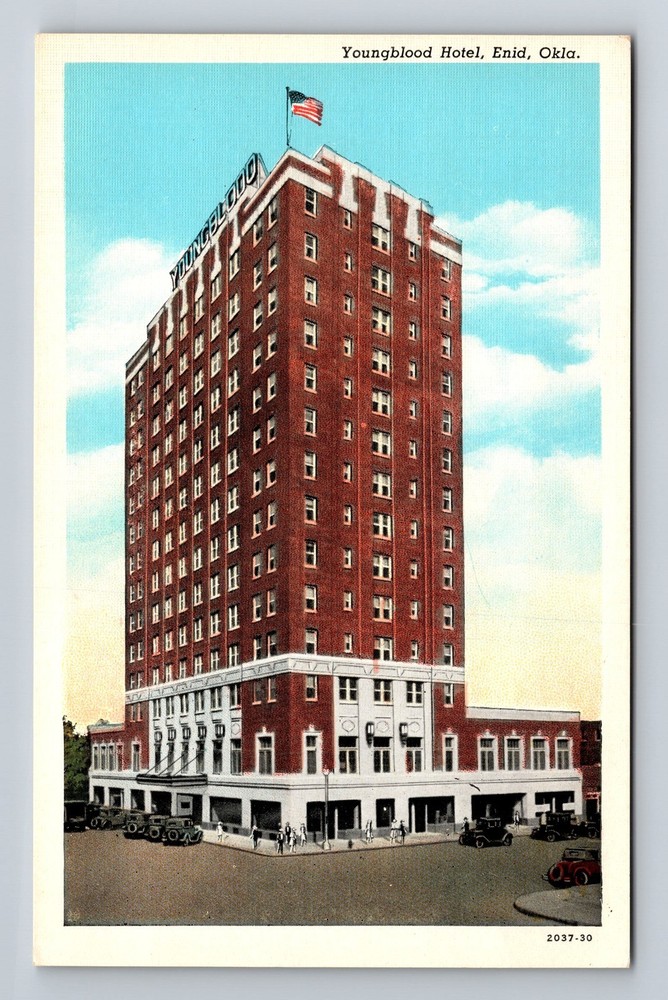 Enid OK-Oklahoma Youngblood Hotel Vintage Postcard Standard Souvenir Postal PC