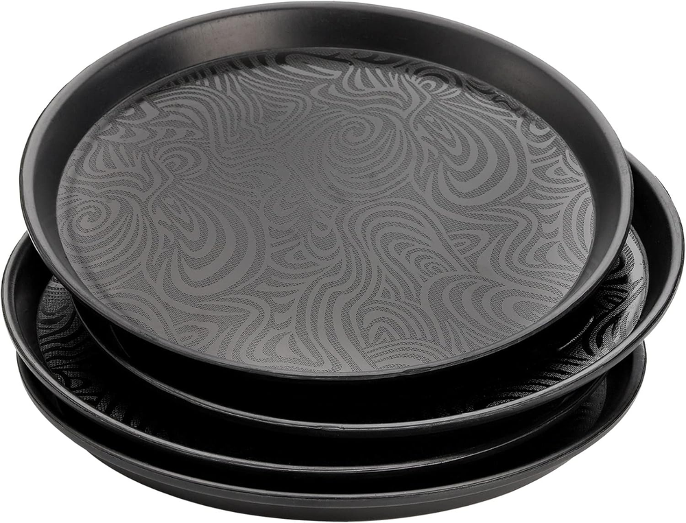 4-Pack 11.5-Inch Round Plastic Restaurant Serving Trays for Food Service