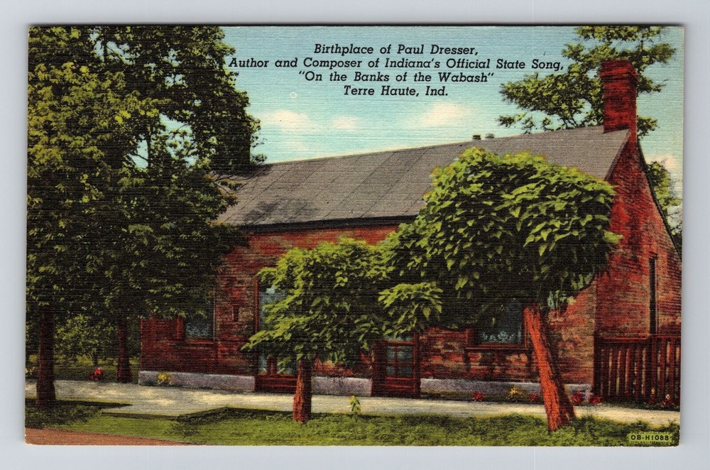 Terre Haute IN-Indiana, Birthplace Paul Dresser, Vintage Postcard
