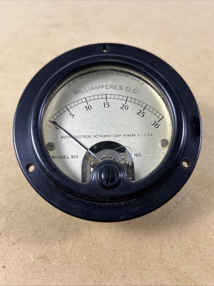 Vintage Weston 0-30 DC Milliamperes Gauge Meter Model 301 Guaranteed