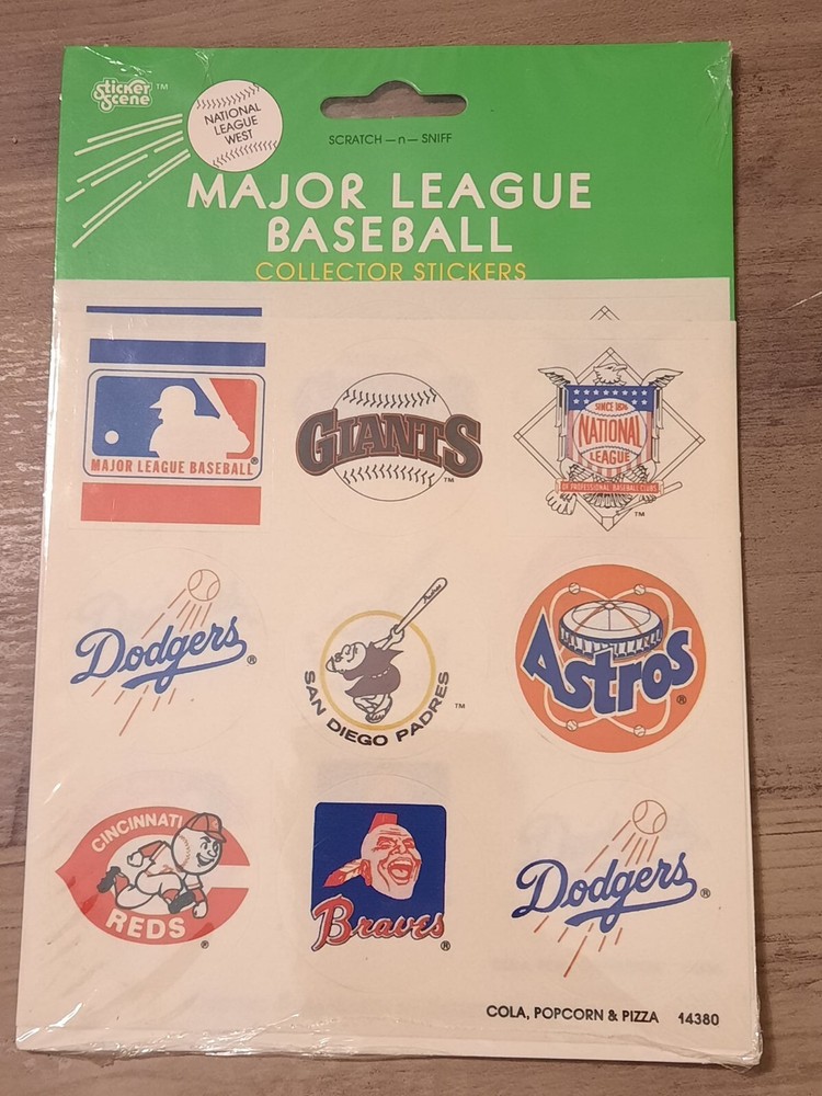 Vintage Scratch Sniff Sticker Scene MLB National League West COLA POPCORN PIZZA