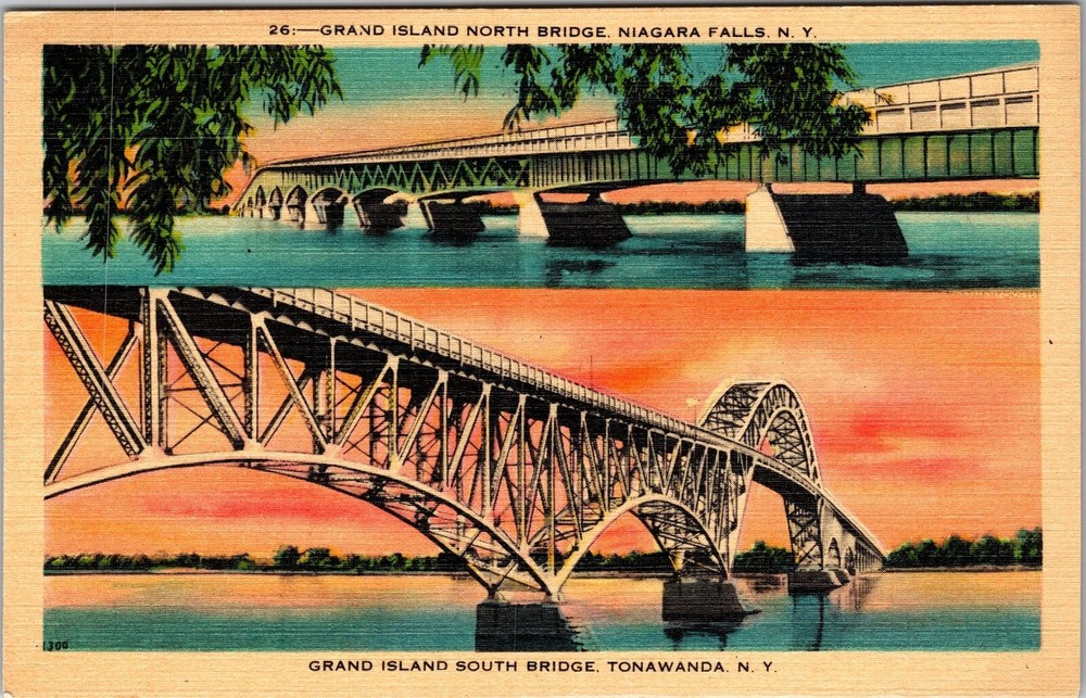 Niagara Falls NY-New York, Grand Island North Bridge, Vintage Postcard