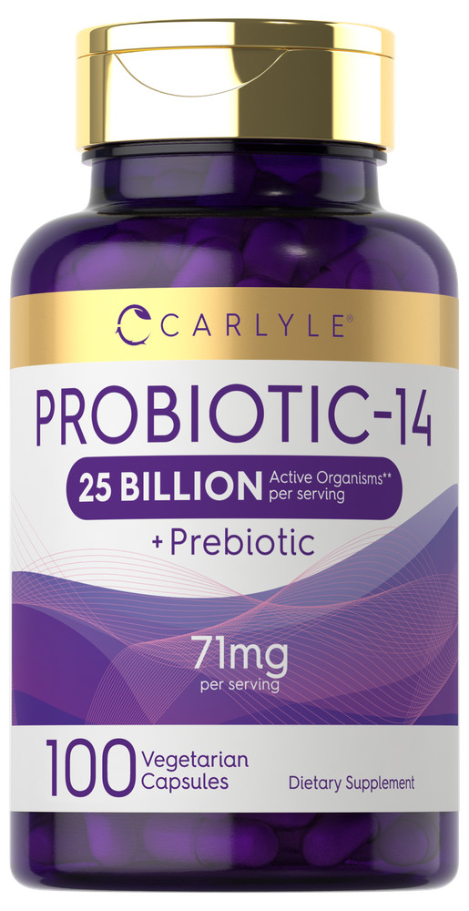 Probiotics 25 Billion CFU with Prebiotics | 100 Capsules | by Carlyle