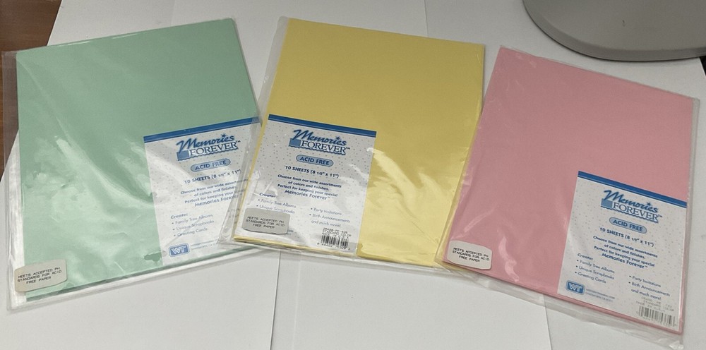 NEW Memories Forever Acid Free 8.5x11 Sealed 30 Sheets, Pink, Yellow & Mint-image