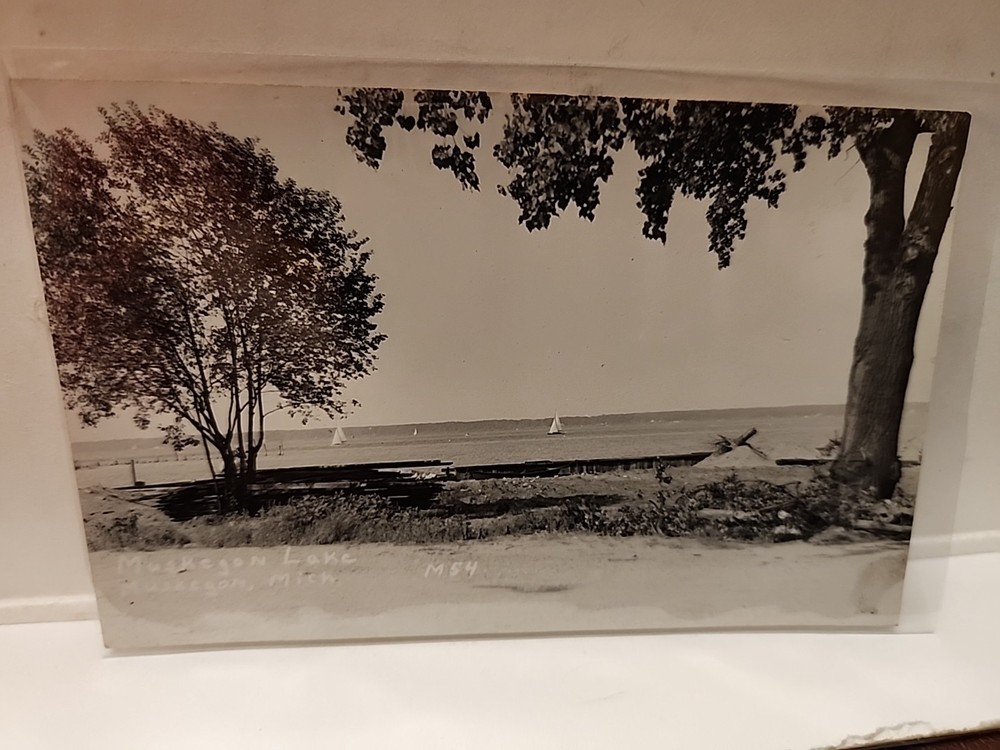 Muskegon Lake Michigan 1930's? Real Photo RPPC Unused