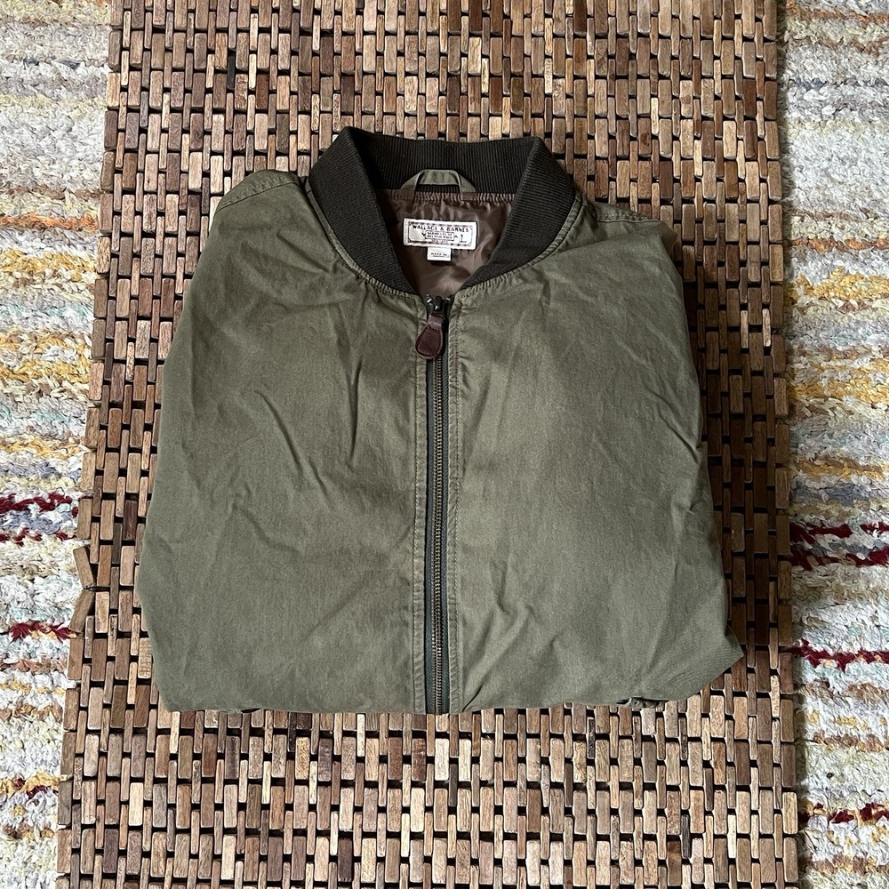 J.CREW Wallace & Barnes Bomber Jacket Forest Green Full Zip Men’s Size Large L