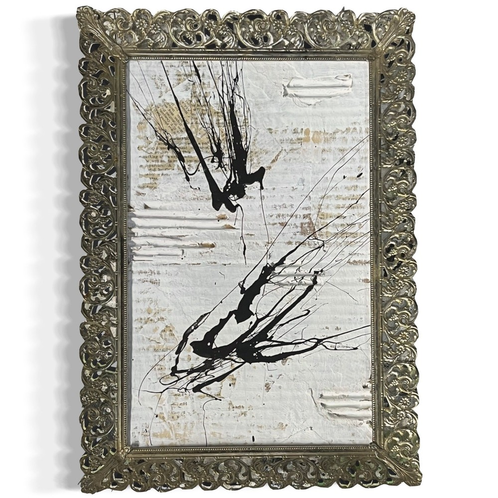 Original Framed Mixed Media Abstract Art Painting 11x15.5 