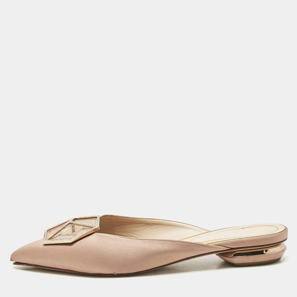 Nicholas Kirkwood Beige Satin Eden Mules Size 39