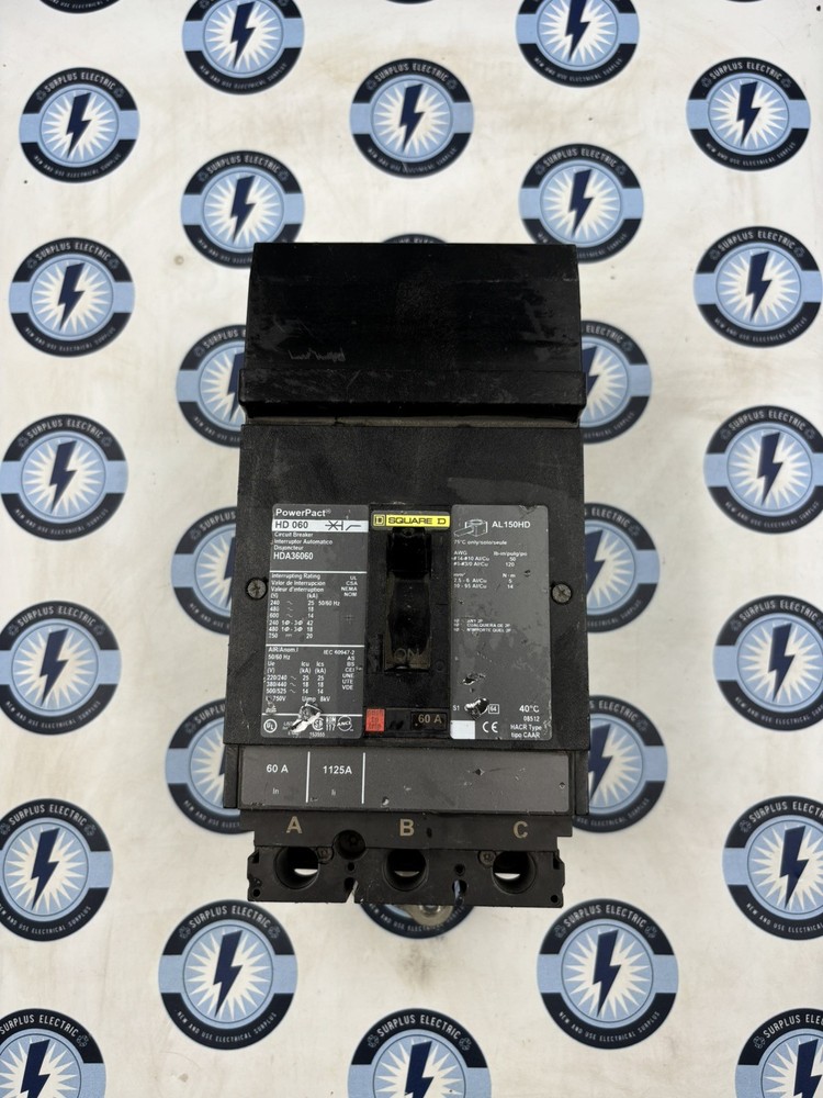 Square D HDA36060 I-Line Circuit Breaker 60A 3P 600V 3PH HDA 60 Amp